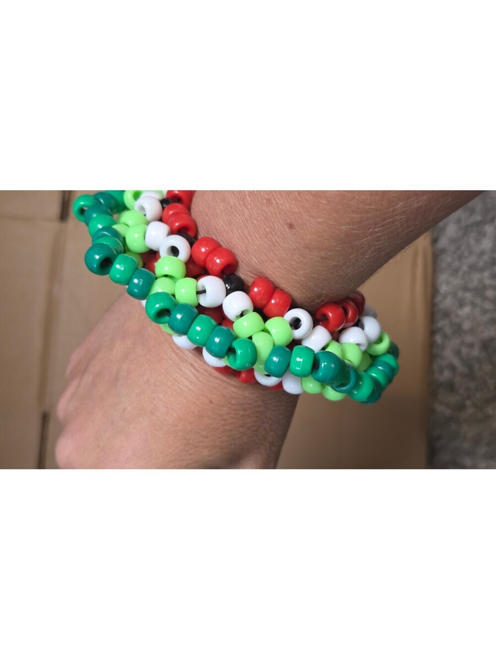 Handmade Beaded Kandi Bracelet watermelons Green Red White